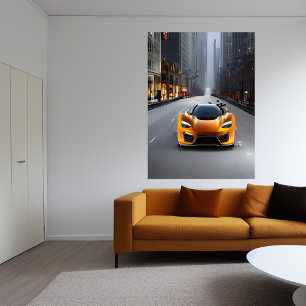 Oranje sportwagen   AI Art Poster