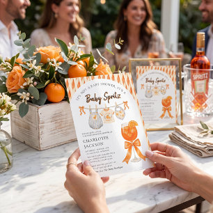 Oranje Spritz Baby Shower Uitnodiging