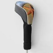 Oranje staartvis op strand golfheadcover (Schuin)