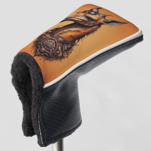 Oranje Steampunk Giraffe, Golf Putter Hoesje Golfheadcover (3/4 voorkant)