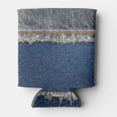 Oranje steek, dubbele denim patch. blikjeskoeler (Voorkant)