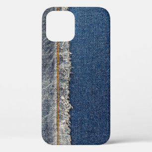 Oranje steek, dubbele denim patch. iPhone 12 hoesje