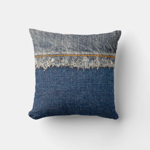 Oranje steek, dubbele denim patch. kussen