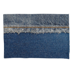Oranje steek, dubbele denim patch. kussensloop
