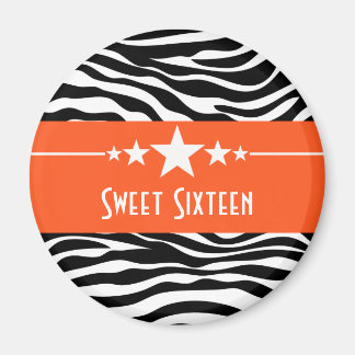 Oranje sterren Zebra Print Sweet 16 Magnet Magneet