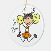 Oranje Stick Figuur Cheerleader t-shirts en cadeau Keramisch Ornament (Links)