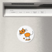 Oranje stick figuur kat magneet (Insitu (Vaatwasser))