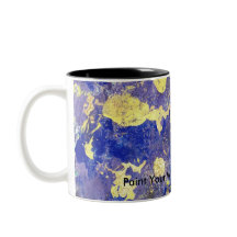 Oranje stip, paars en goud abstract op mok.