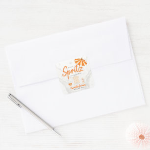 Oranje Stippen Baby Spritz Baby Shower Vierkante Sticker
