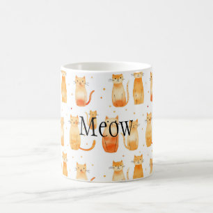 Oranje Stippen en Katten Medium Gift Bag Koffiemok