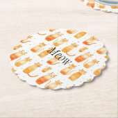 Oranje Stippen en Katten Verjaardag Medium Gift Ba Kartonnen Onderzetters (Gekanteld)