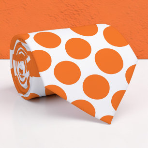 Oranje Stippen op Witte Maatwerk Das