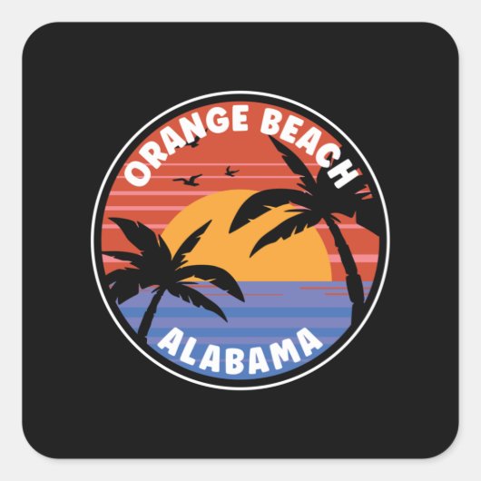 Oranje strand Alabama Sunset Paradise Vierkante Sticker (Voorkant)