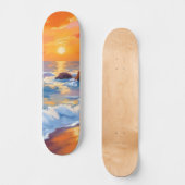 Oranje Strand Sunset Coastal Painted Skateboard (Voorkant)