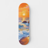 Oranje Strand Sunset Coastal Painted Skateboard (Voorkant)