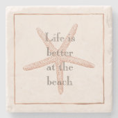 Oranje strand zeester stenen onderzetter (Voorkant)