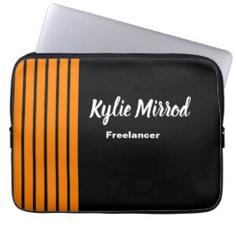 Oranje streep zwart laptop sleeve