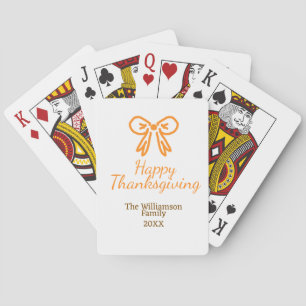 Oranje strik retro Happy Thanksgiving add familie Pokerkaarten