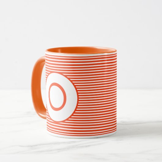 Oranje Stripe Monogram Mok (Voorkant links)