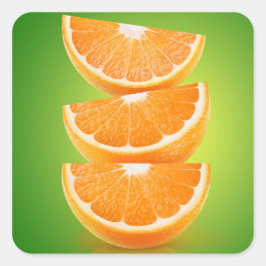 Oranje stukken op groen vierkante sticker