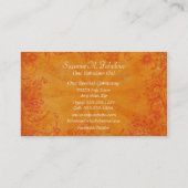Oranje SunBurst Floral Swirl Grungy Visitekaartje (Achterkant)