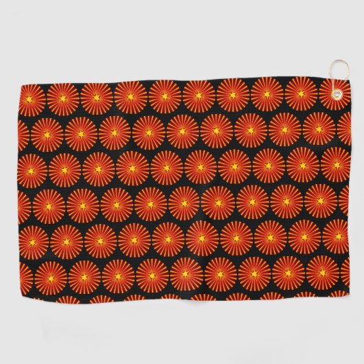 Oranje Sunburst Fractal Beach House Pattern Golfhanddoek (Horizontaal)
