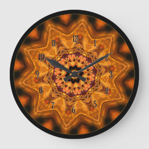Oranje Sunburst Mandala Wandklok Grote Klok