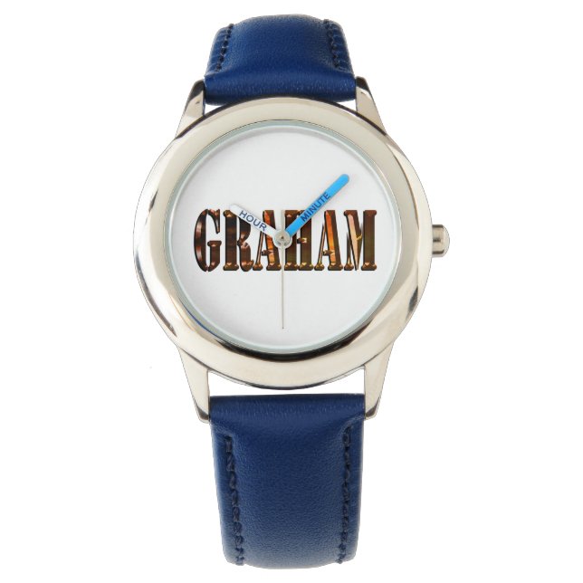 Oranje Sunset Graham Name Horloge (Voorkant)