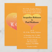 Oranje Sunset Heart Wedding Kaart (Voorkant / Achterkant)