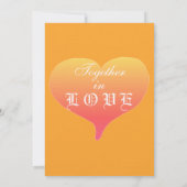 Oranje Sunset Heart Wedding Kaart (Achterkant)