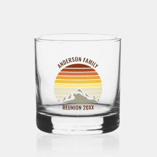 Oranje Sunset Mountain Retro Familie Reünie Party Whisky Glas