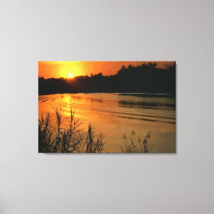 Oranje SunSet Oil Tekting Print Wrapped