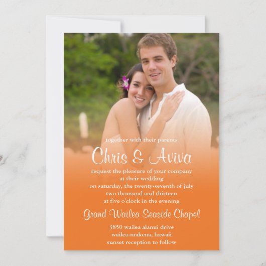 Oranje Sunset Photo Invitations Kaart (Voorkant)