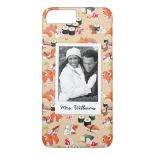 Oranje Sushi Pattern   Foto toevoegen iPhone 8 Plus / 7 Plus Hoesje