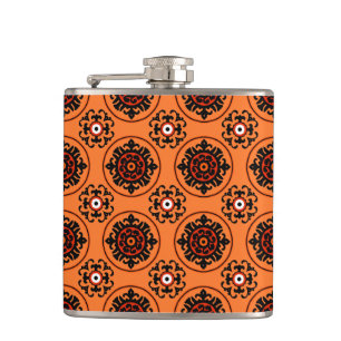 Oranje Suzani-patroon Heupfles