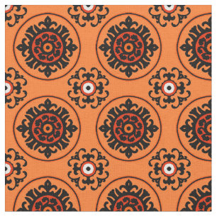 Oranje Suzani-patroon Stof