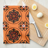 Oranje Suzani-patroon Theedoek (Quarter Fold)