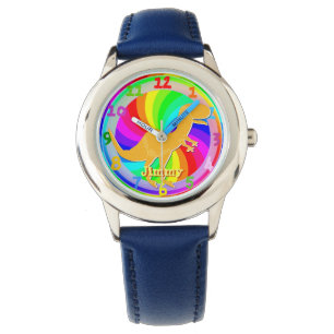 Oranje T-Rex Dinosaur Boys Name Jimmy Horloge