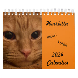 Oranje Tabby Cat 2024 Kalender met POOLSE woorden