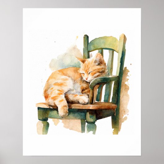 Oranje Tabby Cat Art Print Poster (Voorkant)
