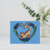 Oranje Tabby Cat Heart Cute texas bluebonnet Briefkaart (Staand voorkant)