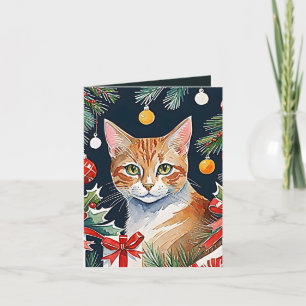 Oranje Tabby Cat Meowy Kerst Kaart