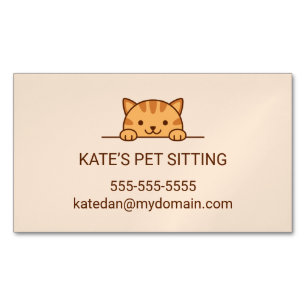 Oranje tabby Cat Peking Pet Sitting Service Magnetisch Visitekaartje