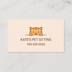Oranje tabby Cat Peking Pet Sitting Service Visitekaartje
