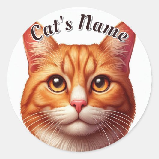  Oranje Tabby Cat · Personaliseer Ronde Sticker (Voorkant)