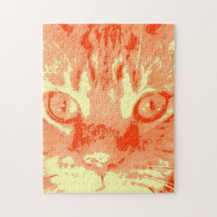 Oranje Tabby Cat Pop Art Legpuzzel