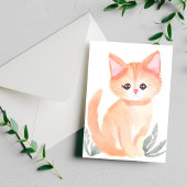 Oranje Tabby Cat Waterverf Kitten Briefkaart