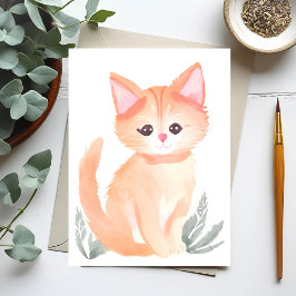 Oranje Tabby Cat Waterverf Kitten Briefkaart