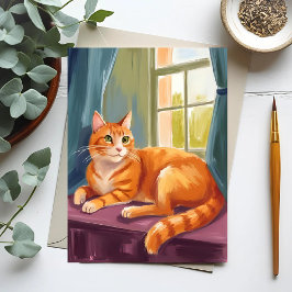 Oranje Tabby Cat Waterverf Pet Briefkaart