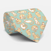 Oranje Tabby Cats Illustrated Pattern Stropdas (Opgerold)